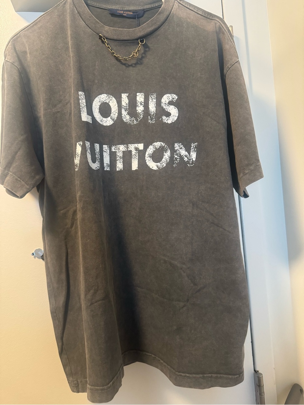 Louis Vuitton Washed Charcoal Logo Tee